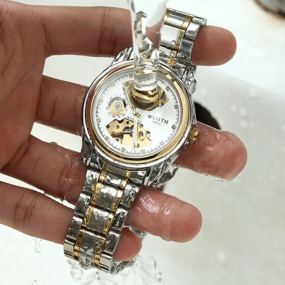 WLISTH montres pour hommes entièrement automatique avec des aiguilles lumineuses mécaniques déployant boucle