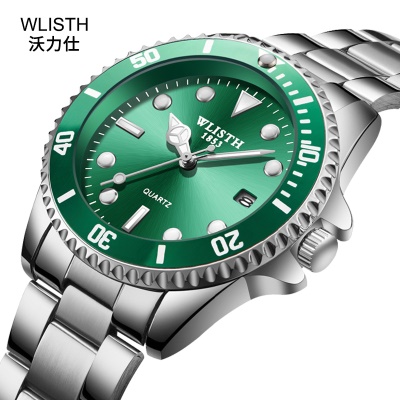 WLISTH montre hommes vert lumineux calendrier