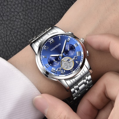 YASHIDUN montres pour les hommes faux trois yeux couronne hélicoïdale aiguilles lumineuses