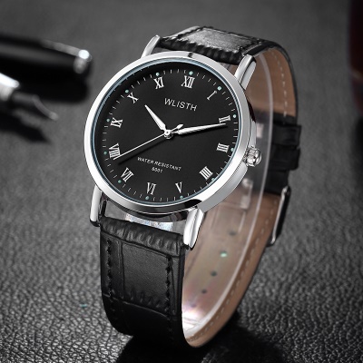 WLISTH montres pour hommes simple et élégant imperméable brillant ceinture en cuir/bracelet en acier