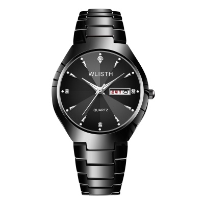 WLISTH montres pour hommes double calendrier en acier massif avec brillant