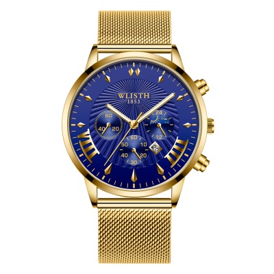 WLISTH Montres hommes aiguilles en acier lumineux avec boucle ardillon