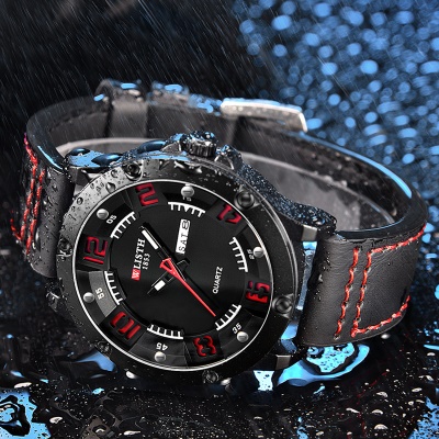 WLISTH montre pour hommes lumineux aiguilles bracelet en cuir imperméable