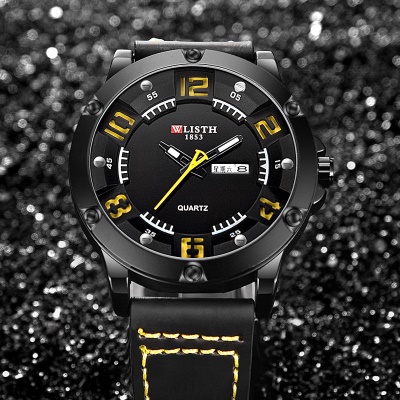 WLISTH montre hommes  double calendrier affichage lumineux aiguilles ceinture en cuir