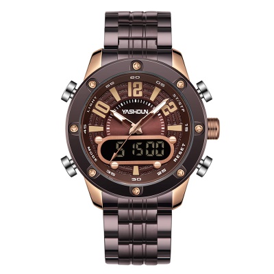 YASHIDUN montre double mouvement lumineuse aiguilles chiffres en acier bracelet