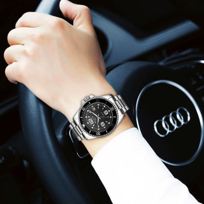 WLISTH Montre pour hommes en acier inoxydable avec bracelet et cadran à vis étanche