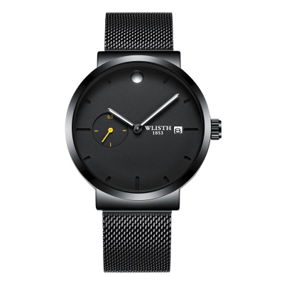 WLISTH Montre pour les hommes avec des aiguilles lumineuses imperméables à l'eau maille bande en acier