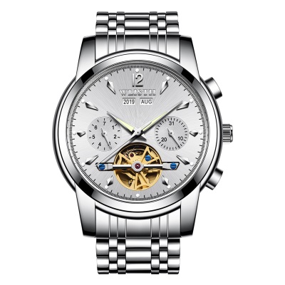 WLISTH montres pour hommes automatique mécanique creux spirale volant lumineux