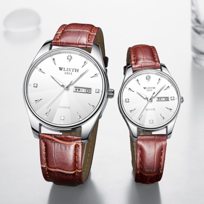 WLISTH montres pour hommes double calendrier châtaigne d'eau miroir imperméable