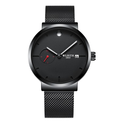 WLISTH Montre pour les hommes avec des aiguilles lumineuses imperméables à l'eau maille bande en acier