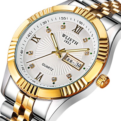 WLISTH Montre pour les hommes en acier fin avec calendrier semaine imperméable
