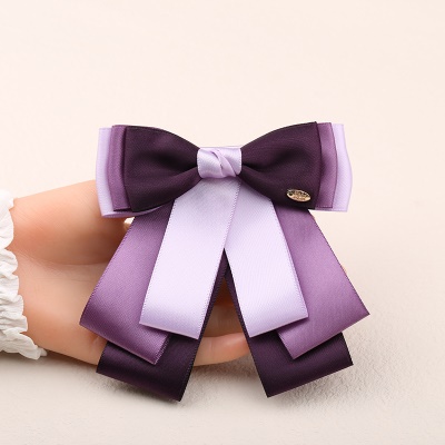 Nœud papillon pour femmes/Broche de fleur de tête patchwork violet/Réglage avec décoration de perles