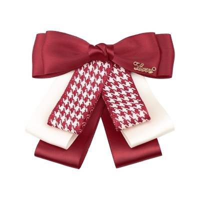 Nœud papillon/arc de soie de polyester rouge avec fleur de tête pour les femmes