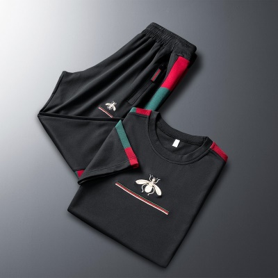 Ensemble de sport pour hommes short à manches courtes brodé deux pièces