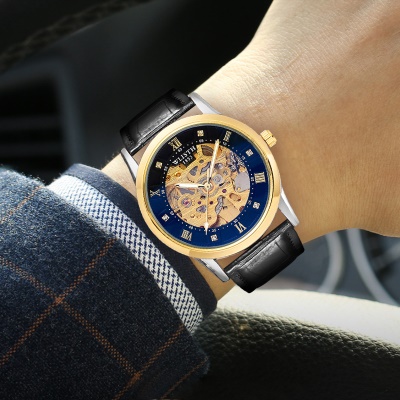 Montre mécanique entièrement automatique creux lumineuse imperméable