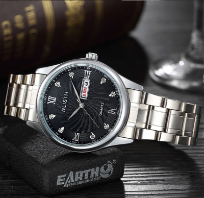 WLISTH montres pour hommes cadran spirale calendrier semaine acier bracelet/ceinture en cuir