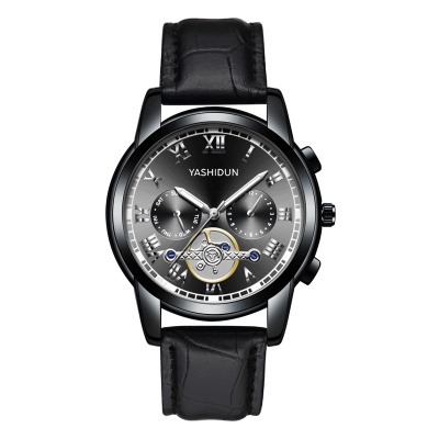 YASHIDUN montres pour les hommes faux trois yeux couronne hélicoïdale aiguilles lumineuses