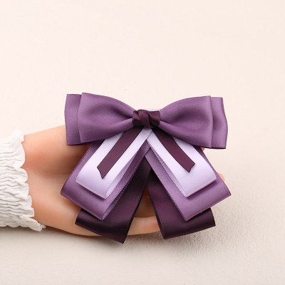 Nœud papillon pour femmes/Broche de fleur de tête patchwork violet/Réglage avec décoration de perles
