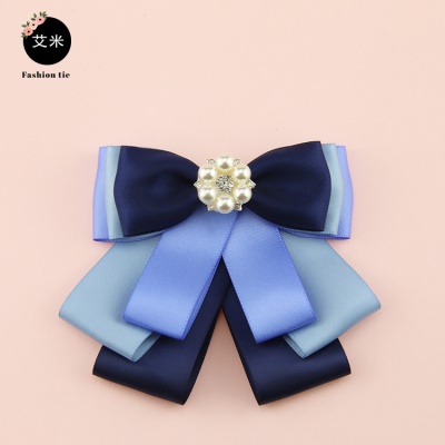 noeud papillon/tête fleur de réglage avec perle décorative bleu