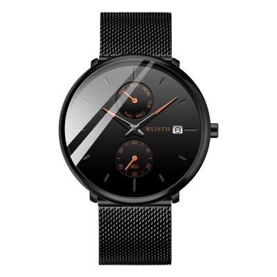 WLISTH montre pour les hommes en acier avec affichage de calendrier
