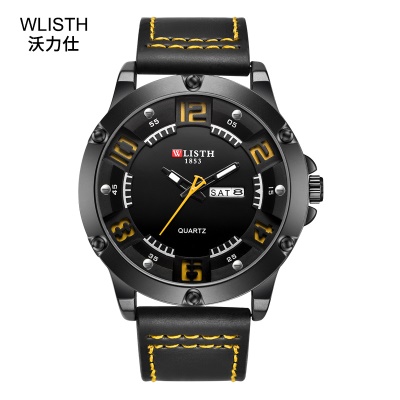 WLISTH montre pour hommes lumineux aiguilles bracelet en cuir imperméable