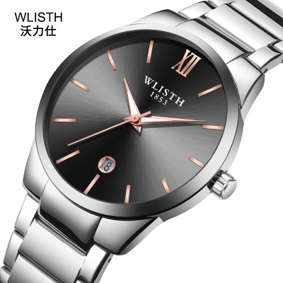 WLISTH montre hommes  calendrier bracelet en acier imperméable