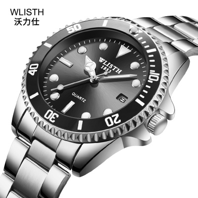 Montres pour hommes en acier lumineux avec quartz