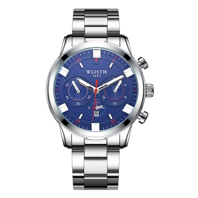 Montre à quartz à trois aiguilles avec bracelet en acier imperméable