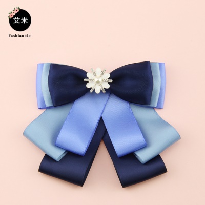 noeud papillon/tête fleur de réglage avec perle décorative bleu