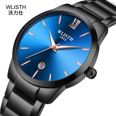 WLISTH montre hommes  calendrier bracelet en acier imperméable