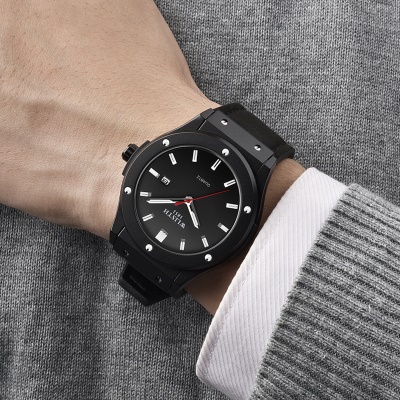 WLISTH montre hommes avec calendrier affichage lumineux bracelet en acier/ceinture en cuir