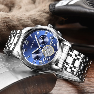 YASHIDUN montres pour les hommes faux trois yeux couronne hélicoïdale aiguilles lumineuses