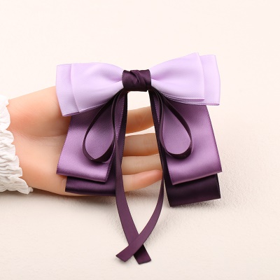 Nœud papillon pour femmes/Broche de fleur de tête patchwork violet/Réglage avec décoration de perles