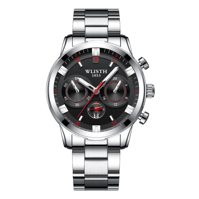 Montre à quartz à trois aiguilles avec bracelet en acier imperméable