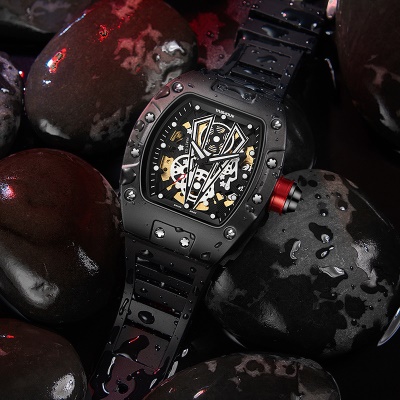 Montres mécaniques pour hommes ajouré étanche grand cadran