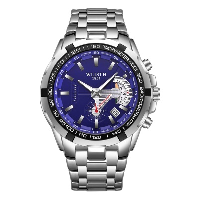 WLISTH Montres pour hommes avec des aiguilles lumineuses boucle déployante bracelet en acier