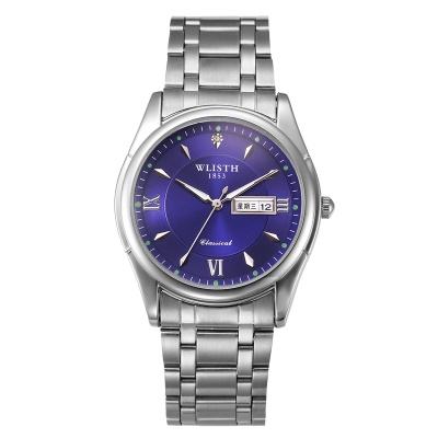 WLISTH montres pour hommes en acier inoxydable double calendrier cadran affichage lumineux