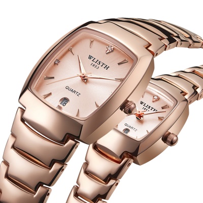 WLISTH Montre pour les hommes en acier avec fenêtre de calendrier lumineuse