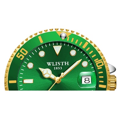 WLISTH Montres pour hommes loupe calendrier en acier avec la lumière lumineuse