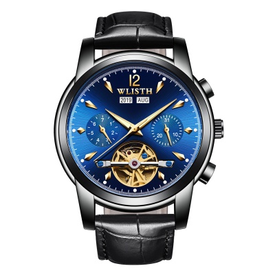 WLISTH montres pour hommes automatique mécanique creux spirale volant lumineux