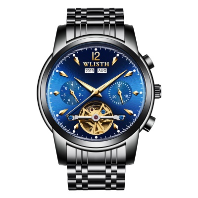 WLISTH montres pour hommes automatique mécanique creux spirale volant lumineux
