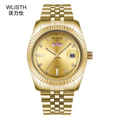Montres pour hommes or quartz bracelet en acier