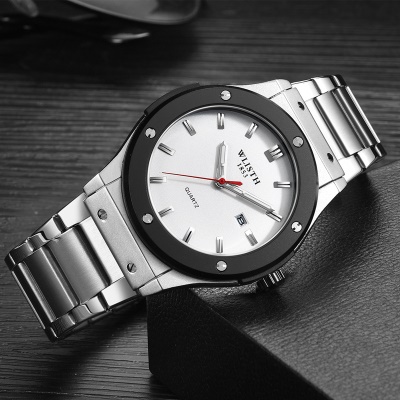 WLISTH montre hommes avec calendrier affichage lumineux bracelet en acier/ceinture en cuir