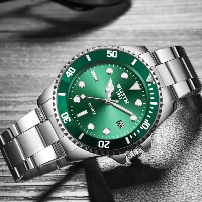 Montres pour hommes en acier lumineux avec quartz