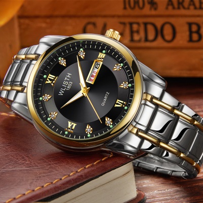 WLISTH montres pour hommes double calendrier en acier bracelet lumineux