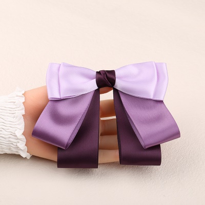 Nœud papillon pour femmes/Broche de fleur de tête patchwork violet/Réglage avec décoration de perles