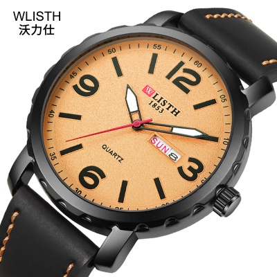 WLISTH montres pour hommes chiffres gravés aiguilles lumineuses affichage double calendrier