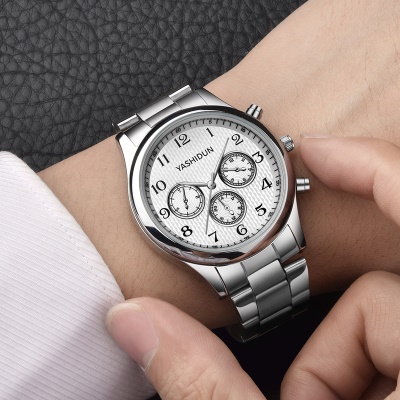 YASHIDUN montre bracelet en acier/bracelet en cuir avec mouvement à quartz imperméable