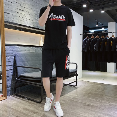 Ensemble décontracté homme manches courtes T-shirt ample deux pièces