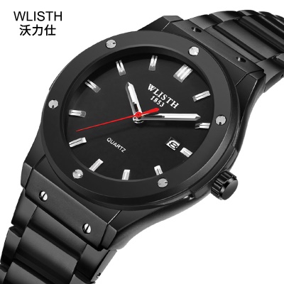 WLISTH montre hommes avec calendrier affichage lumineux bracelet en acier/ceinture en cuir